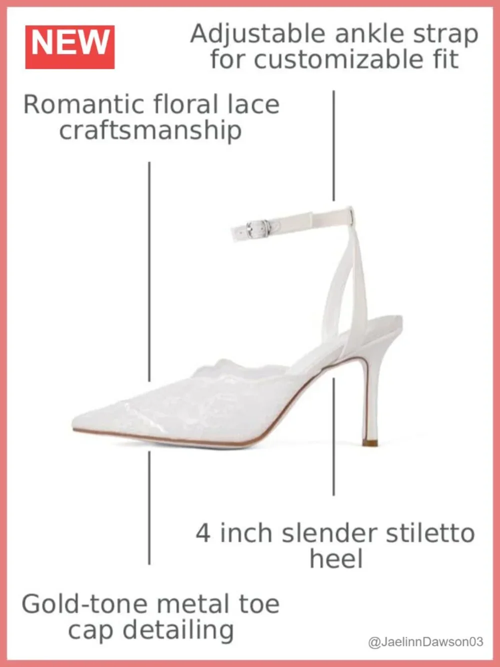 Women's Lace Stiletto Heels with Ankle Strap - Wedding Bride Pumps